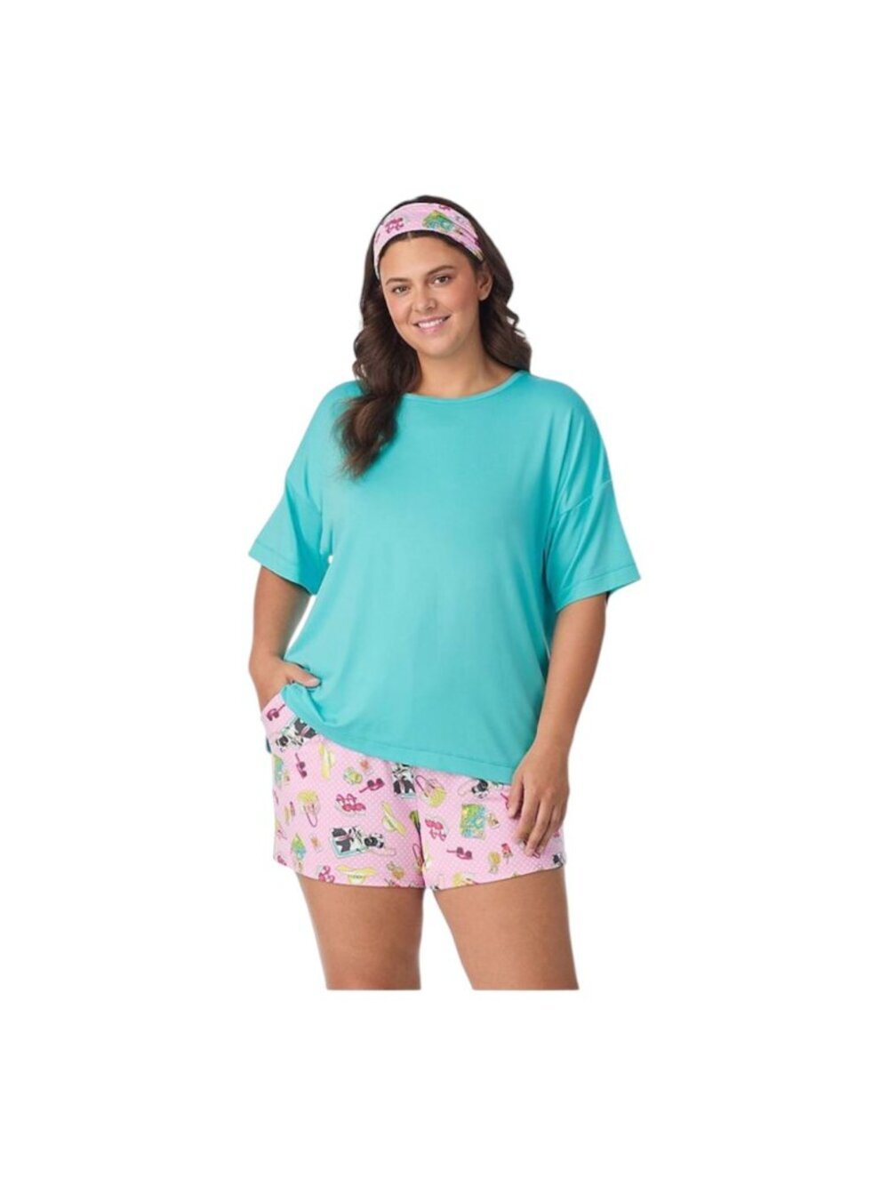 Cuddl Duds Womens Blue Pajamas Short Sleeve Pockets Shorts Sets Plus Sz 2X New